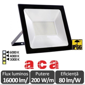 Aca Lighting - Proiector LED de Exterior 200W IP66 Alb/Negru