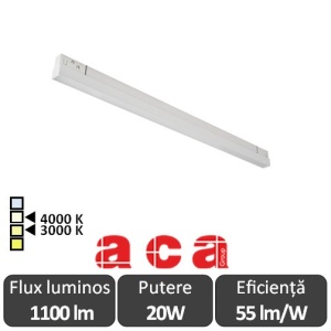 ACA Proiector liniar șina magnetică Lucca 20W 3000/4000K Alb/Negru