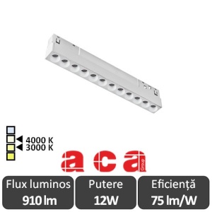 ACA Proiector liniar șina magnetică MEYE 12W 3000/4000K Alb/Negru