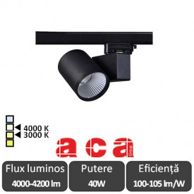 ACA Reflector interior șină LISOR 40W 3000/4000K Alb sau Negru