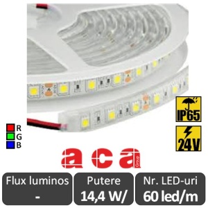 Bandă LED flexibilă - SMD5050 14.4W/m 24V IP65 rolă 5m RGB