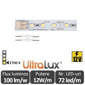Bandă LED rigida - Ultralux LRS121227 12W/m 12V 2700K alb-cald