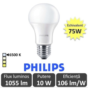 Bec LED Philips - CorePro LED bulb 10W A60 230V E27 alb-rece