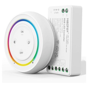 Kit RGBW MiBoxer Dimmer și telecomandă albă perete RF, 12A, 12-24V