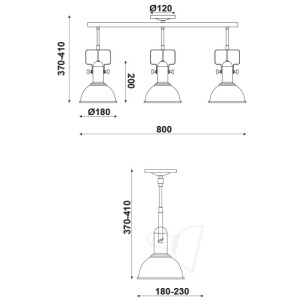 CORP SUSPENDAT ACA LIGHTING EG167073CR METAL RUGINIU E27