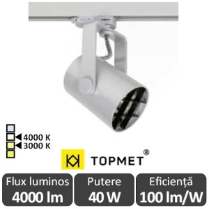 TOPMET Proiector Led orientabil GAMO 4000lm gri