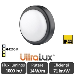 Ultralux Plafonieră Led 14W IP44, negru, LBH1442BL