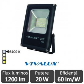 Vivalux - Proiector HELIOS LED de Exterior 20W IP65 6400K Alb-Rece Culoare Negru