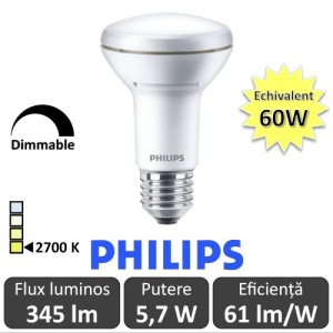 Bec LED Philips - CorePro LED spot MV 5,7W R63 230V E27 alb-cald