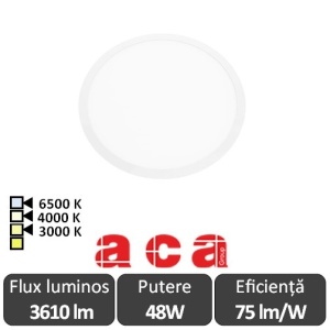 ACA Lighting Plato Panou Led Rotund Alb 48W 3000/4000/6500K