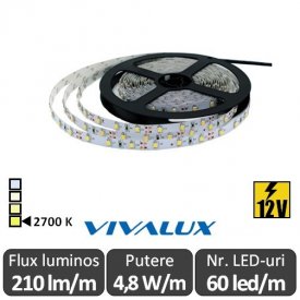 Bandă LED flexibilă - Vivalux Coda LED 4,8W/m 12V rolă 5m alb-cald