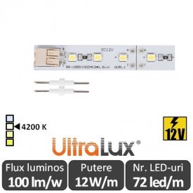 Bandă LED rigida - Ultralux LRS121242 12W/m 12V 4200K alb-neutru