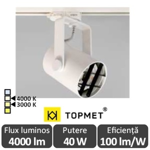 TOPMET Proiector Led orientabil GAMO 4000lm alb