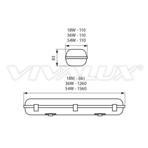 Vivalux Corp Iluminat Industrial cu Led Rezistent la Apa 4000K Alb-Neutru 36W