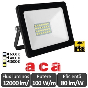 Aca Lighting - Proiector LED de Exterior 100W IP66 Alb/Negru