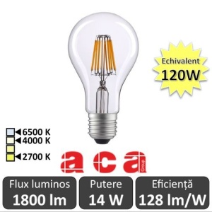 Bec LED Aca - Classic Filament LED 14-120W E27 827 alb-cald/neutru/rece