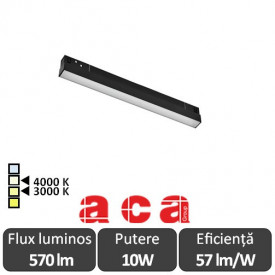 ACA Proiector liniar șina magnetică Lucca 10W 3000/4000K Alb/Negru