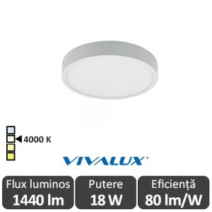 Plafonieră LED Vivalux DARS LED 18W ALB SAU NEGRU alb-neutru IP44