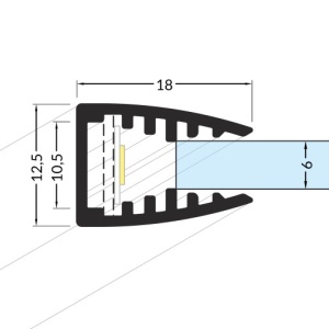 Profil LED pentru sticlă MIKRO 10, aluminiu anodizat, lungime 2m