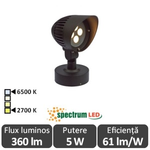 Spectrum Flori 5W IP44 2700-6500K Alb-Cald/Alb-Rece
