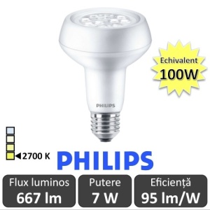 Bec LED Philips - CorePro LED spot MV 7W R80 230V E27 alb-cald