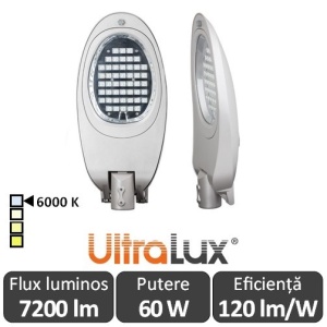 Ultralux - Corp iluminal stradal cu LED 60W 6000K alb-rece