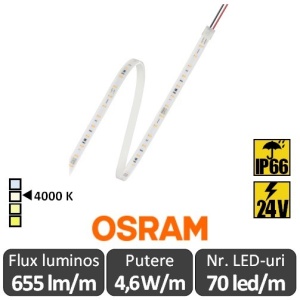 Bandă LED flexibilă - Osram VFP600 840 4,6W/m 24V rolă 5m alb-neutru