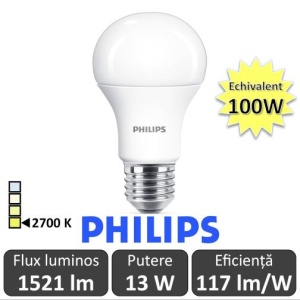 Bec LED Philips - CorePro LED bulb 2x13W A60 E27 827 alb-cald