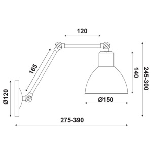 APLICA ACA LIGHTING EG168871WB METAL NEGRU ARGINTIU ALAMA E27