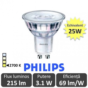 Spot LED Philips - Classic MV 3.1-25W GU10 Nedimabil 2700