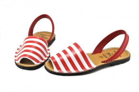 Sandale Avarca Red Stripes, din piele naturala