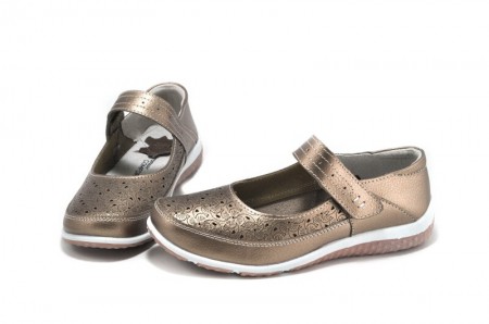 Pantofi casual auriu bronz din piele naturala Evita