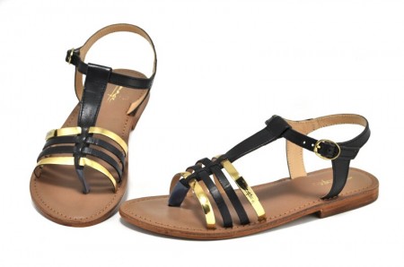 Sandale negre piele naturala Tina