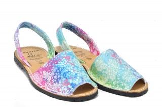 Sandale Avarca multicolore-flowers, din piele naturala