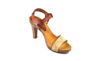 Sandale maro Abril Flowers, din piele naturala DS65
