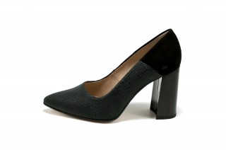 Pantofi negri cu striatii din piele naturala M Shoes