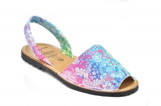 Sandale Avarca multicolore-flowers, din piele naturala