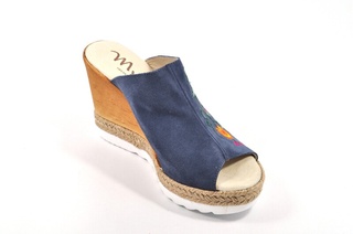 Sandale albastre Myltho, cu platforma, din piele naturala DS80
