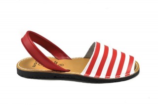 Sandale Avarca Red Stripes, din piele naturala