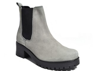 Botine gri din piele naturala Nora
