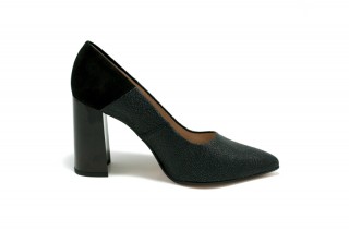 Pantofi negri cu striatii din piele naturala M Shoes
