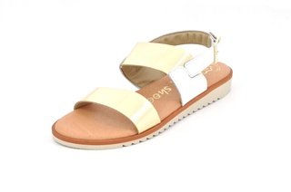 Sandale alb - aurii In shoes, din piele naturala