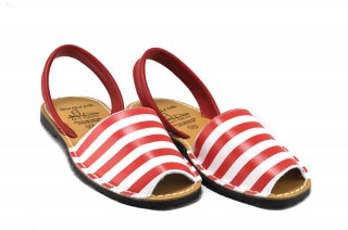 Sandale Avarca Red Stripes, din piele naturala