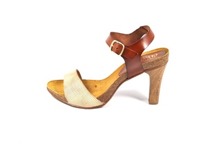Sandale maro Abril Flowers, din piele naturala DS65