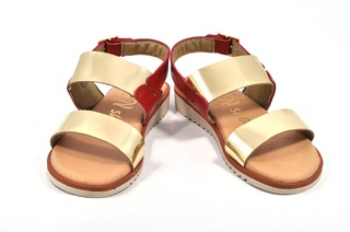Sandale rosu - aurii In shoes, din piele naturala