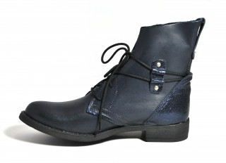 Botine albastre piele naturala Lewa