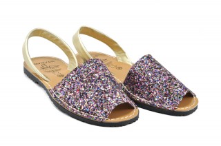 Sandale Avarca glitter multicolor, din piele naturala