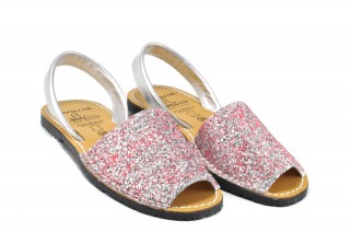 Sandale Avarca Glitter roz, piele naturala