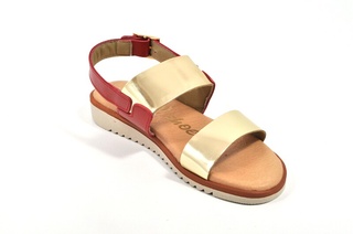 Sandale rosu - aurii In shoes, din piele naturala