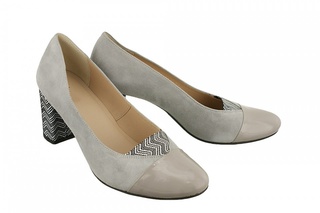Pantofi gri cu varf de lac din piele naturala M Shoes